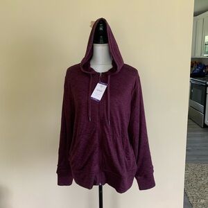 New XXL Purple Hooded Zip-Up Sherpa Lined Jacket